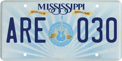 MS license plate ARE030