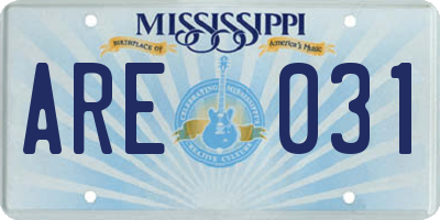 MS license plate ARE031