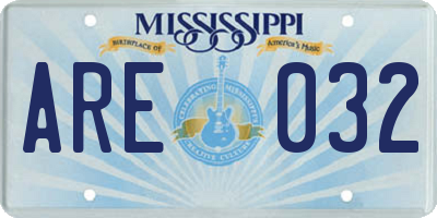 MS license plate ARE032