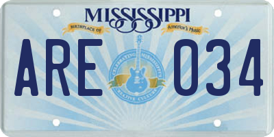 MS license plate ARE034