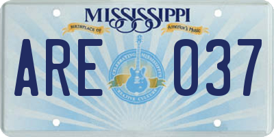 MS license plate ARE037