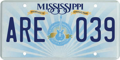 MS license plate ARE039