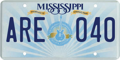 MS license plate ARE040