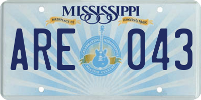 MS license plate ARE043