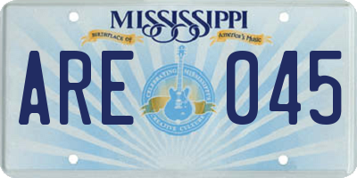 MS license plate ARE045