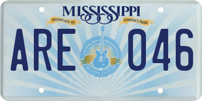 MS license plate ARE046