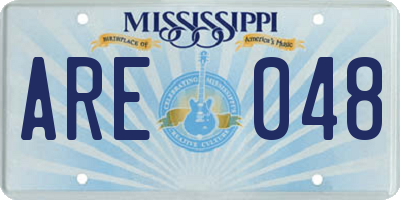 MS license plate ARE048