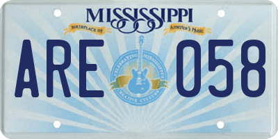 MS license plate ARE058