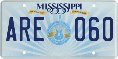 MS license plate ARE060