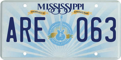 MS license plate ARE063