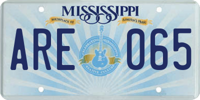 MS license plate ARE065