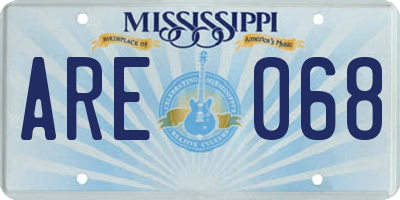 MS license plate ARE068