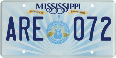 MS license plate ARE072