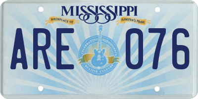 MS license plate ARE076