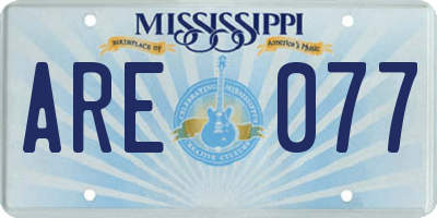 MS license plate ARE077