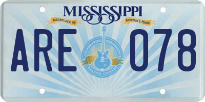 MS license plate ARE078