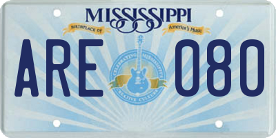 MS license plate ARE080