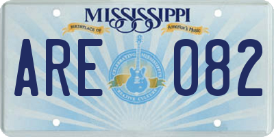 MS license plate ARE082