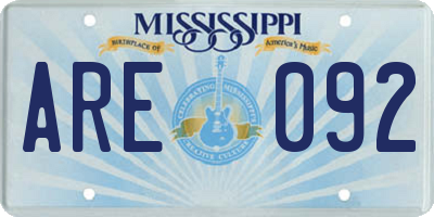 MS license plate ARE092