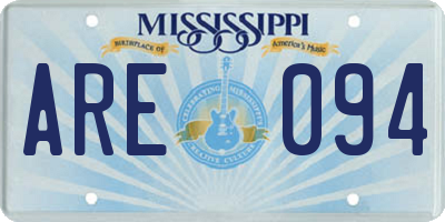 MS license plate ARE094