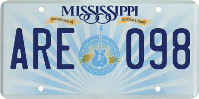 MS license plate ARE098