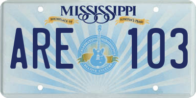 MS license plate ARE103