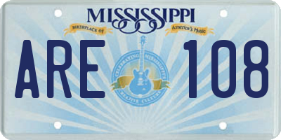 MS license plate ARE108