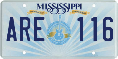 MS license plate ARE116