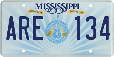 MS license plate ARE134