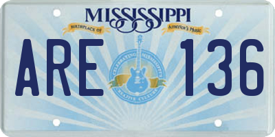 MS license plate ARE136