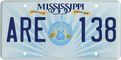 MS license plate ARE138
