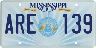 MS license plate ARE139