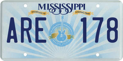 MS license plate ARE178