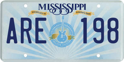 MS license plate ARE198