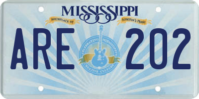 MS license plate ARE202