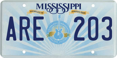 MS license plate ARE203