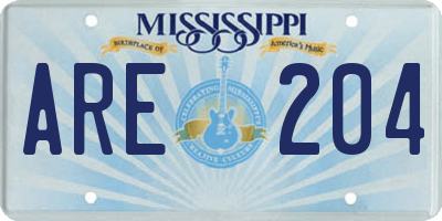 MS license plate ARE204
