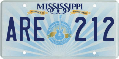 MS license plate ARE212