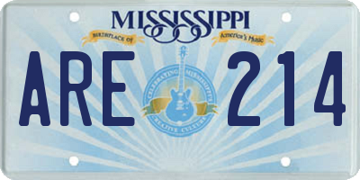 MS license plate ARE214