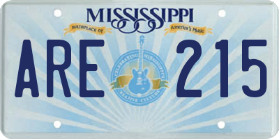MS license plate ARE215