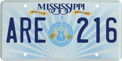MS license plate ARE216