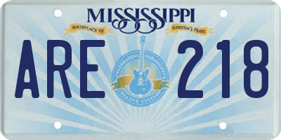MS license plate ARE218