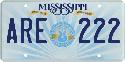 MS license plate ARE222