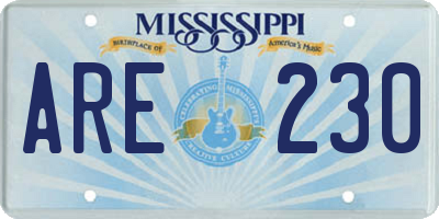 MS license plate ARE230