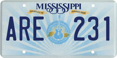 MS license plate ARE231