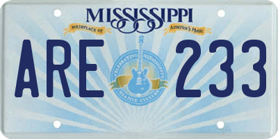 MS license plate ARE233