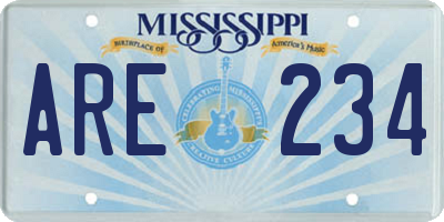 MS license plate ARE234