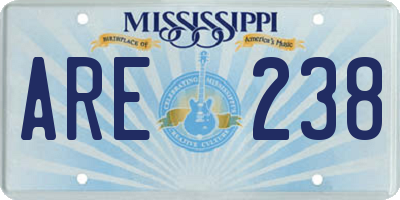 MS license plate ARE238