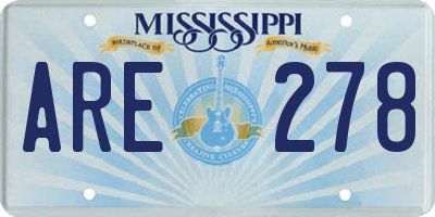 MS license plate ARE278