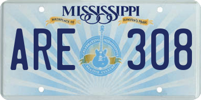 MS license plate ARE308